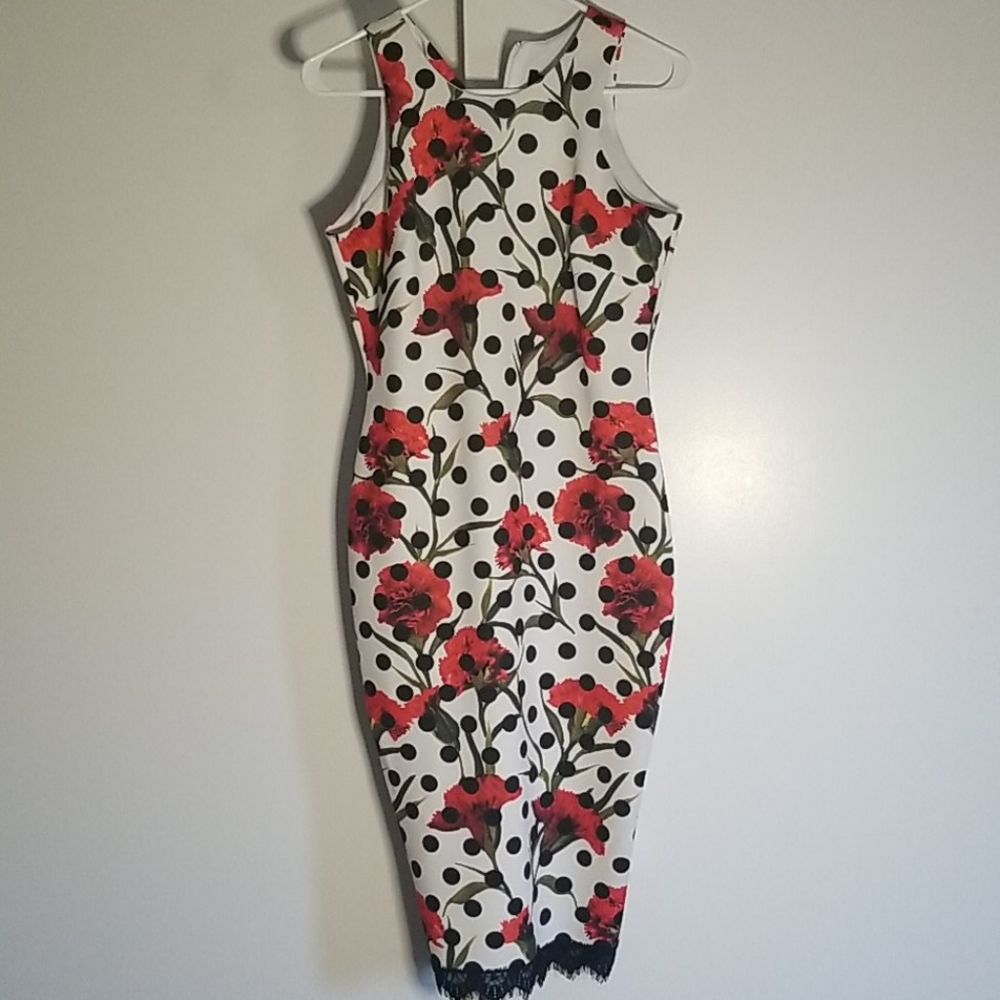 Alexia Admor Floral Polka Dot Dress